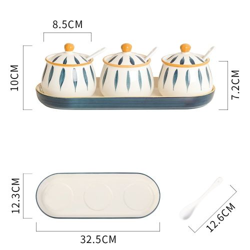 Household Kitchen Condiment Pot Ceramic Suit
