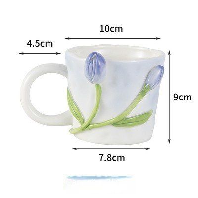 Girl Tulip Girl Heart Hand Painted Mug Ceramic