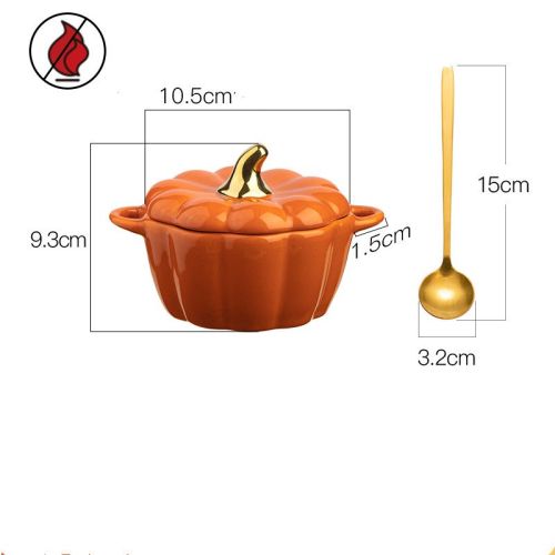 Pumpkin Ceramic Custard Bowl With Lid For Home Breakfast