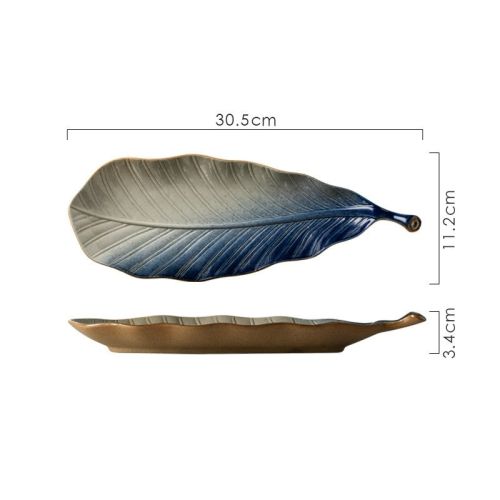 Japanese Style Retro Kiln Transformed Leaf Ceramic Sushi Plate