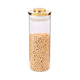 Ginkgo Leaf Household Food Tea Glass Sealed Can (Option: Ordinary White Cover 10x26cm)