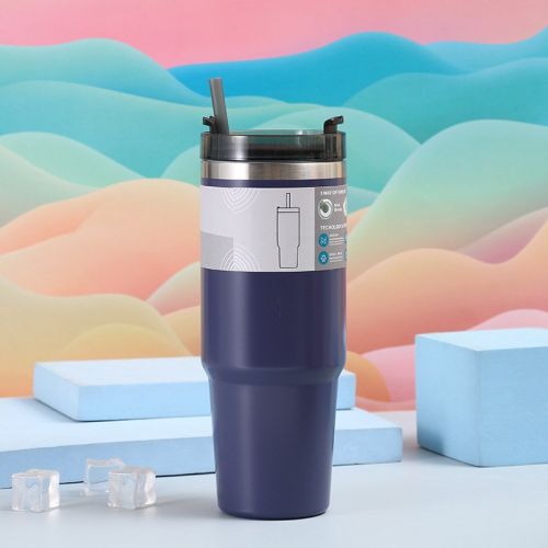 Stainless Steel Vacuum Cup Outdoor Portable Vehicle-mounted Cup With Straw