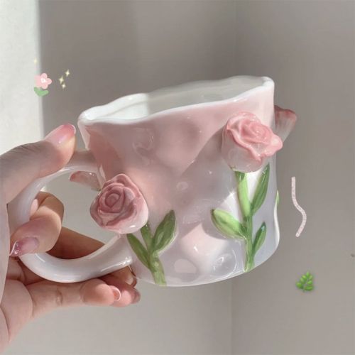 Girl Tulip Girl Heart Hand Painted Mug Ceramic
