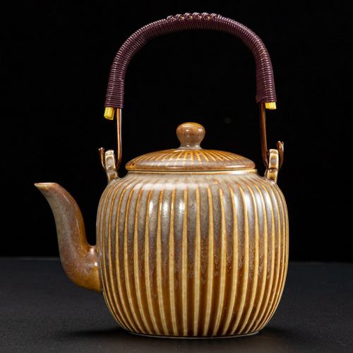 Large Capacity Japanese Style Simple Rib Ceramic Teapot